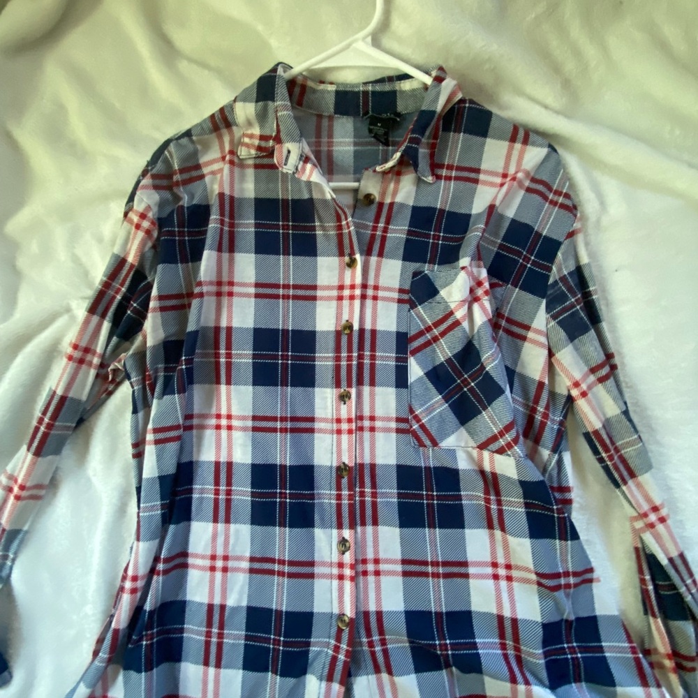 Rue21 Navy and Red Plaid Shirt